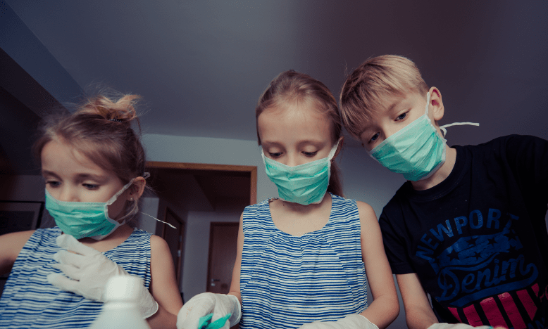 Kids in medical masks
