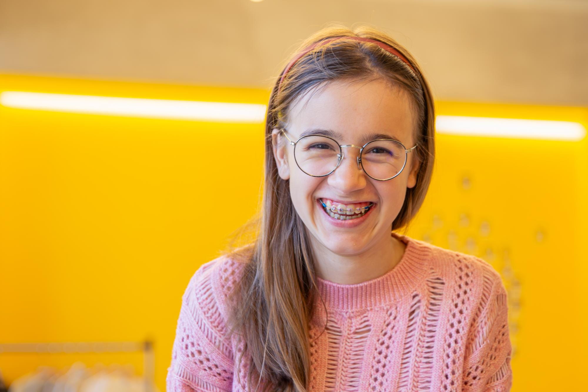 Happy child with braces